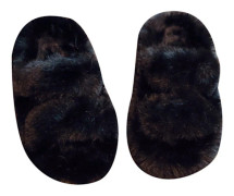 Flickor Mode Platt Hem Skor Öppen Toe Fuzzy Tofflor Sovrum Svart 30