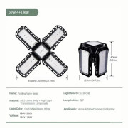 LED Garagelampor, 40W 60W 80W 10000LM Super Stark Garagelampa LED Verkstadslampa Med Justerbara Paneler, E27 Skruvsockel 60W Cold White 6000K