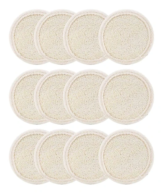 12 st Exfolierande Loofah Pad Kroppsskrubb Rund Bad Dusch Loofah Svamp Pad Naturlig Exfolierande Skrubbborste