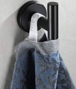[LCS] Svart handdukskrok för badrum, klädkrok för rockar och kläder Kompatibel med väggmontering i badrum, kök, garage (2-pack) Brushed