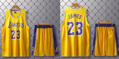 Lakers #23 LeBron James Tröja Nr 23 Basketboll Set för Barn-Perfekt Yellow XXL (155-160cm)