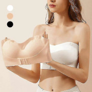 Osynlig strapless bh för kvinnor utan bygel, samlad och halkfri bröllops-bh, underkläder för stora byst, sexiga underkläder, S-XL plus storlek - WELLNGS Beige l