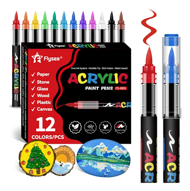 168/120/72/60/48/36/24/12 Färger Direkt Flytande Akrylmarkörer, Konstnärliga Studenter Använder Professionell Färgläggning 12 Colors