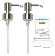 Replacement Pump for Liquid Soap Dispenser - Stainless Steel, Brushed Finish, 2 Pieces - 28 mm - Pump Head