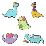 5-pack söta emaljnålar för flickor och barn, groda, katt, dinosaurie, bi, får, fisk, tröja, skjorta, sjal, halsduk, märken, hattar, väskor
