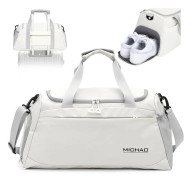 35L Foldable Travel Bag, Gym Bag with Shoe Compartment, Large Weekend Bag, Lightweight and Waterproof Baby Hospital Bag, Beige