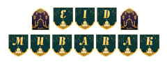 Eid Mubarak Banner Ramadan Dekoration GRÖN