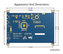 5-tums Resistiv Pekskärm LCD (b) 800 X 480 Pixlar -kompatibel TFT LCD-skärm För /3b+