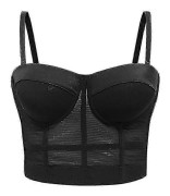 Snörning Push-Up Bralette Dam Tubtopp Korsett Bustier för Klubbar och Fest Crop Top Underkläder black s 34 75