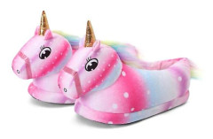 3-12 År Vinter Enhörnings Tofflor Baby Pojke Flicka Tofflor Mjuka Plysch Sovrum Hemma Tofflor Inomhus Pälsiga Baby Barn Colorful Pink S(Length 22cm)