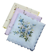 3 st Dam Bomulls Näsdukar Vintage Blandade Blommiga Ficknäsdukar för Mors Dag 6 2
