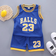 Children's basketball suit set, boys' Kobe 23 Lakers jersey, summer girls' elementary school training sports jersey blue 110cm