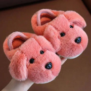 Bomullstofflor för barn, pojke 1-3 år, söta tecknade flicktofflor, bomullstofflor för baby, hudfärg röd för höst och vinter [GKS] skin red color 18-19(insole16cm)