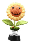 Solrosbils instrumentbräda Dekorationer, Instrumentbräda Bobbleheads Stickade Blommor För Kvinnor Bilsmycke A