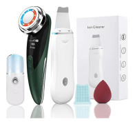Ultrasonic Skin Scrubber Pore Cleaner 2+4 Kit Facial Ion Shovel Deep Face Cleaning Sonic Peeling Device Kit Blackhead Remover style 3 green