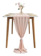 120*28 Tum Solid Färgad Chiffon Bordlöpare Meat Pink
