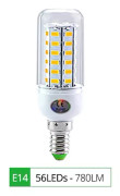 E27 LED-lampa E14 LED SMD 5730 220V Majslampa 24 36 56 72LEDs Lamparas LED Chandelie För Heminredning Ampull Led-ljus E14-56LEDs Cold White