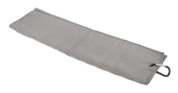 Mikrofiber Golf Handduk Våffelmönster Fitness Svett Absorption Handdukar med Karabinhake för Träning Sport Grå