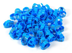 100 st/påse 16MM 001-100 Numrerade Plast Fjäderfä Kycklingar Ankor Gås Benband Ringar (Blå)