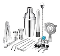 Cocktailset i rostfritt stål, 22 delar, bartenderverktyg 750 ml
