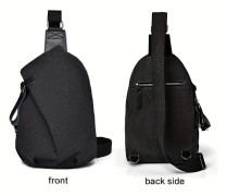 Canvas Crossbody Sling Bag för män - Stor kapacitet, sportig stil med dragkedja för skola & fritidskläder, bröstväska, axelväska [DB] Black-