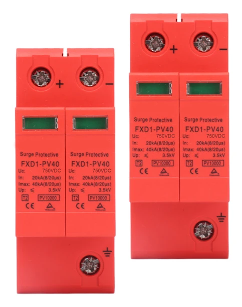 2 st Överspänningsskydd DC Fotovoltaisk Avledare 2P 40KA med Fjärrsignal FXD1‑PV40750V