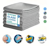 6-pack Mikrofiber Glasrengöringsdukar - Ränderfria, För Fönster/Bil/Speglar, Återanvändbara Gray 6 PCS