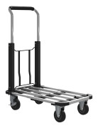 Fällbar handvagn, 150 kg belastning, utökbar yta, höjdjusterbart handtag, för lådor, metall, svart