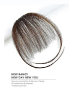 Hårklämma med lugg, äkta hår, clip-on lugg, främre lugg, luftig lugg, Remy clip-in lugg, hårförlängningar för kvinnor, överraskningspresent Medium Brown