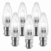 6-pack B22 Bajonettfattning Klara Ljuslampor, 28W Dimbar Halogenlampor, 370 Lumen, 240V Energieffektiv Belysningslösning