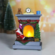Julharts Ornament Jul Glödande Äldre Snögubbe Öppen Spis Nattlampor Julklapp Dekorativa Ornament fireplace 5*5*17cm