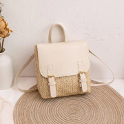 Straw Backpack Axelväska VIT - spot försäljning