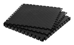 Garagegolvplattor - Sammanfogade modulära klickplattor - Set om 8 - Storlek 51,3 x 51,3 x 0,5 cm - Halkskydd med diamantmönster - PVC - Svart
