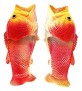 Trendiga tofflor, avslappnade roliga fisktofflor, fiskformade tofflor röd 26