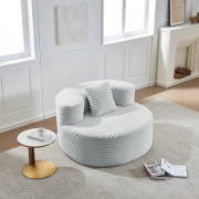 Accent Sittpuff Fåtölj Grå, Flanellfåtölj med Kudde, Rund och Mjuk Loungestol för Vardagsrum, Sovrum eller Studentstudio