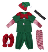 Unisex juldräktset Grön Elf Cosplay Fancy Dress male 120cm