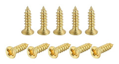 Träskruvar i mässing, m2x8mm Phillips platt huvud självborrande kontakt för dörr [DB]
