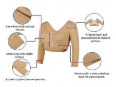 Shapewear för kvinnor efter operation 3/4 Ärm Kompressionstopp, 4XL, BEIGE