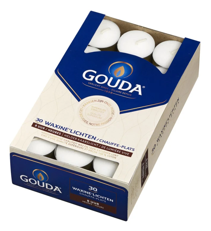 Gouda värmeljus 8 timmar 30 stycken Vita