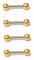 4 st Tunna barbell med guldpläterad kulor, 1,2mm tjock