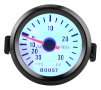 Universal Boost Tryckmätare Vakuumtrycksmätare 0-30PSI 12V Blå LED-urtavla 52mm Dia för Bilar Motorer