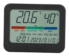 Digital Temperatur- och Luftfuktighetsmätare HD Realtidsövervakning Multifunktionell Inomhustemperatur Luftfuktighetsmätare med Kalender