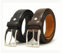 Klassiskt läderbälte i stilren design (svart eller brun) Brown Brun - 105 cm (midjemått)