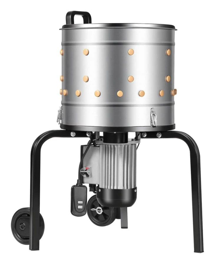 Kycklingplockare - Elektrisk fjäderplockningsmaskin - 40 cm Trumma - 500 W - 230 Varv/min - 114 Mjuka Fingrar - Rostfritt Stål - 1–2 Kycklingar