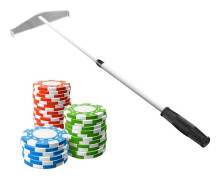 Casino Teleskopisk Rake för Pokerchipsinsamling, Handhållen Metallskjutstång, Infällbar Silver Chip Rake Verktyg (Fww)