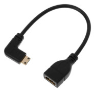 90 graders vinklad Mini USB HDMI-kompatibel hane till HDMI-kompatibel hona