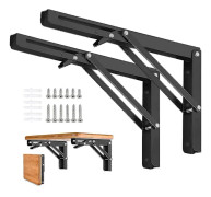 2-pack Tunga Vikbara Metallhyllfästen - Vikbart Triangelbordsgångjärn för DIY Väggmonterad Bänk eller Bord - Platsbesparande Lösning (FMY)
