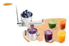 Vetegräsjuicer, 304 rostfritt stål, manuell drift, mått 12,5 x 5,5 x 4,5 tum, finfilter, kraftig konstruktion