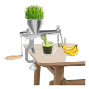 Manuell vetegräsjuicer, rostfritt stål, 10 x 10 cm inmatningsport, fast bordsdjup upp till 5,5 cm, mångsidig för frukter och grönsaker