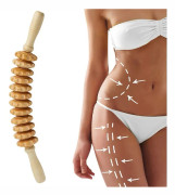 Böjd Massagepinne i Trä med Massagerulle Lymfdränage Träterapi Massageapparat Maderoterapia Colombiana Anti Cellulite Massager~05625